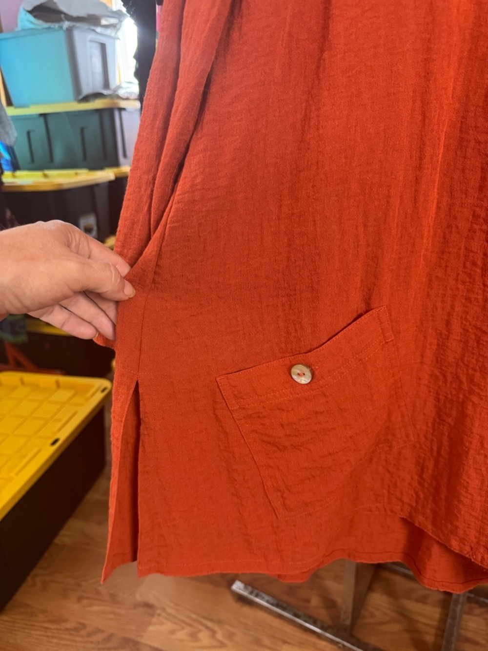 John Mark Women's Dark Orange Button-Up Top Tunic Size Medium - Picture 5 of 7